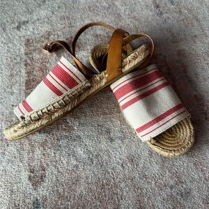 Tory Burch Red and Cream Espadrilles